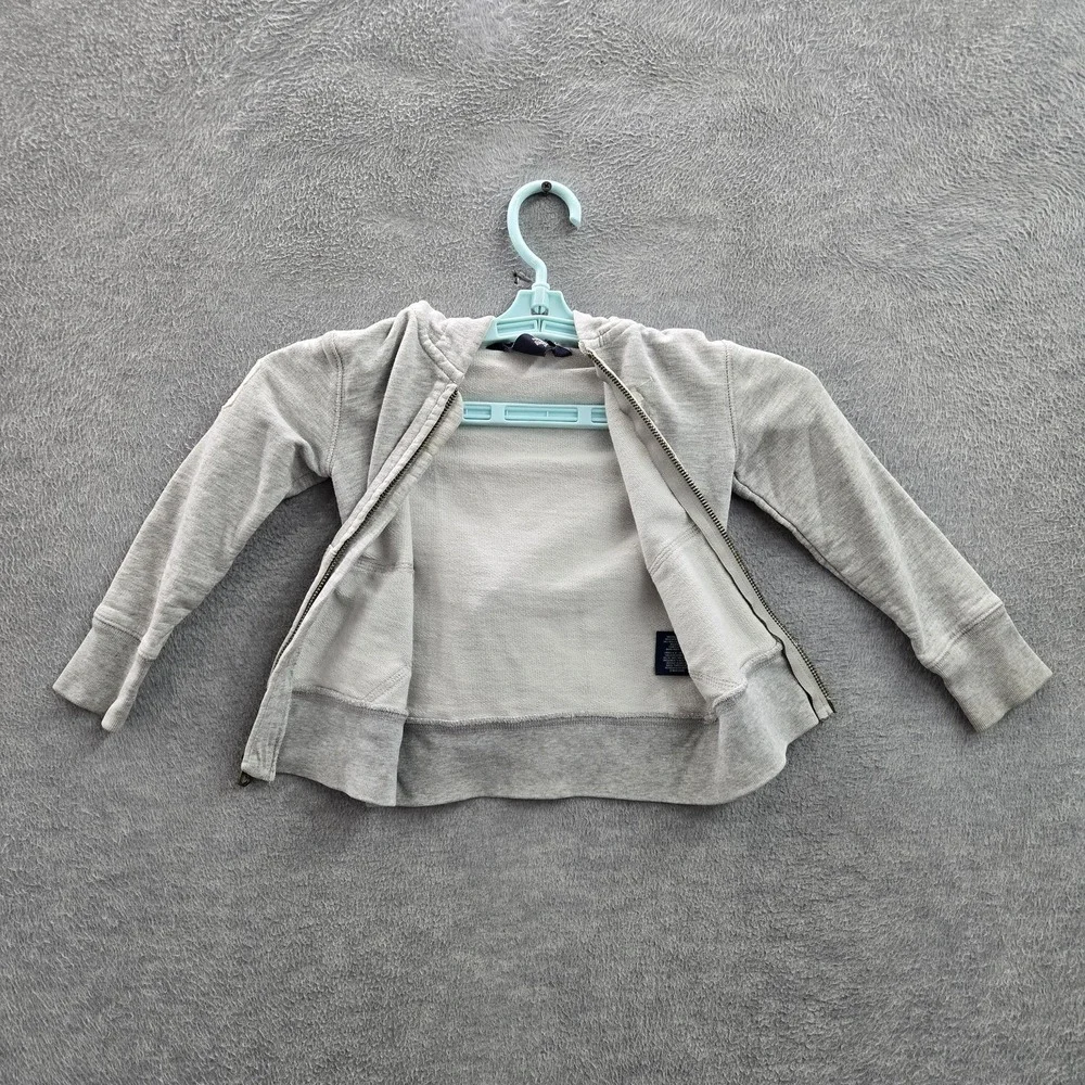 Ralph Lauren Boy Hoodie 3/3T Gray Big Pony Embroidered Zipper Long Sleeve‎